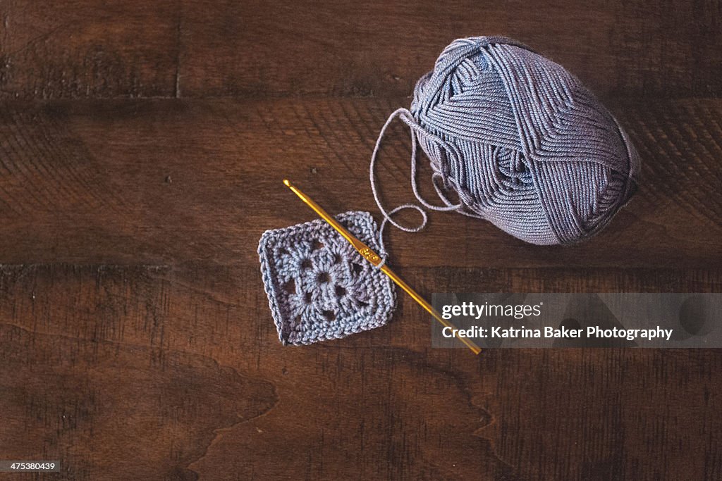 Granny Square in Progress (Crochet)