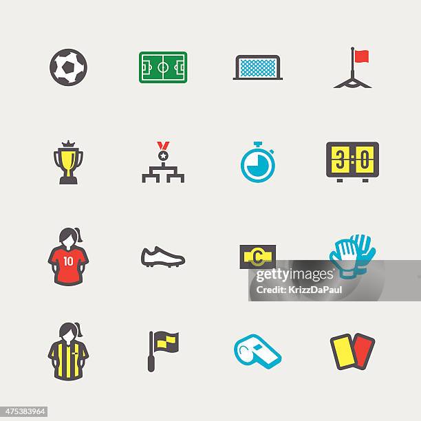women soccer icons - football player icon stock illustrations