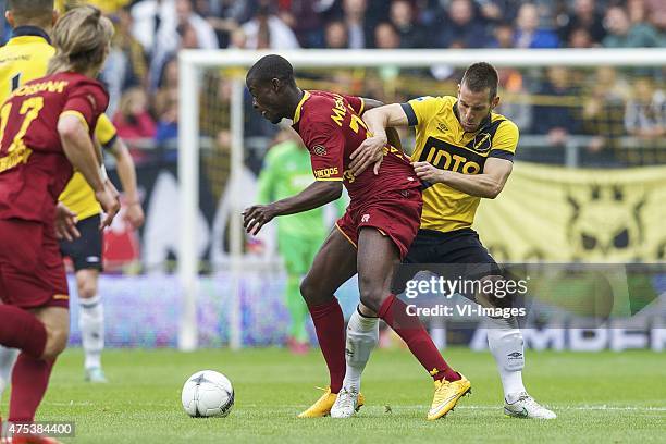 Edwin Gyasi of Roda JC, Remy Amieux of NAC Breda during the play-offs promotion/relegation Final match between NAC Breda and Roda JC Kerkrade at the...