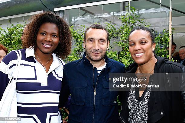 Athlete Champion, Muriel Hurtis, Actor Zinedine Soualem and Olympic Champion of Judo, Lucie Decosse attend the 2015 Roland Garros French Tennis Open...