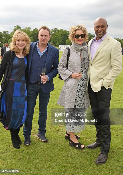 Beth Goddard, Phil Glenister, Fiona Hawthorne and Colin Salmon attend day two of the Audi Polo Challenge at Coworth Park on May 31, 2015 in London,...