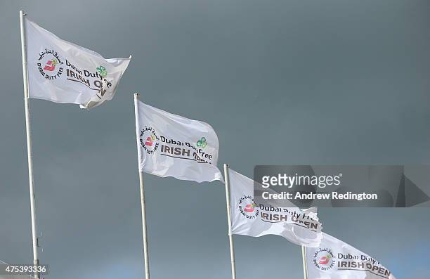 View of flags during the Final Round of the Dubai Duty Free Irish Open Hosted by the Rory Foundation at Royal County Down Golf Club on May 31, 2015...