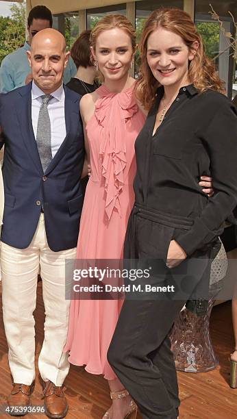 Stanley Tucci, Emily Blunt and Felicity Blunt attend day two of the Audi Polo Challenge at Coworth Park on May 31, 2015 in London, England.