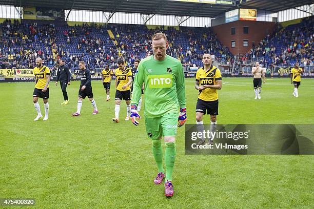 Joey Suk of NAC Breda, goalkeeper Gabor Babos of NAC Breda, Gilles Swerts of NAC Breda, Divine Naah of NAC Breda, Dirk Marcellis of NAC Breda, Sepp...