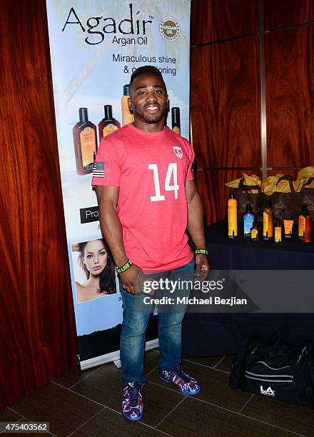 Derrick Johnson attends LA Gear Presents Sports Spectacular Charity Basketball Game Hosted By Tyga on May 30, 2015 in Los Angeles, California.