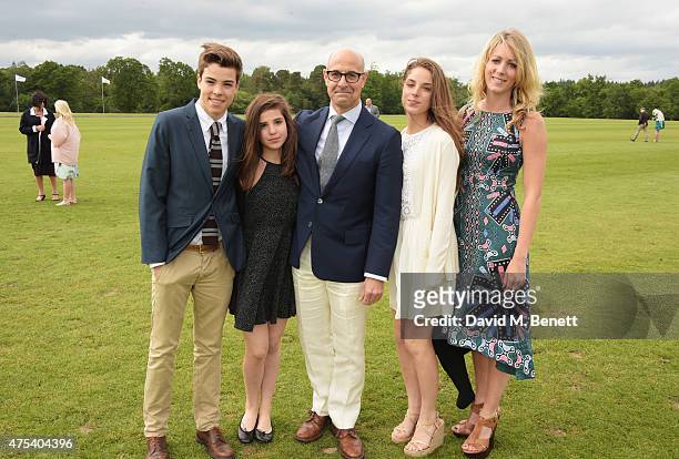 Nicolo Tucci, Camilla Tucci, Stanley Tucci, Isabel Tucci and Suzanna Blunt attend day two of the Audi Polo Challenge at Coworth Park on May 31, 2015...