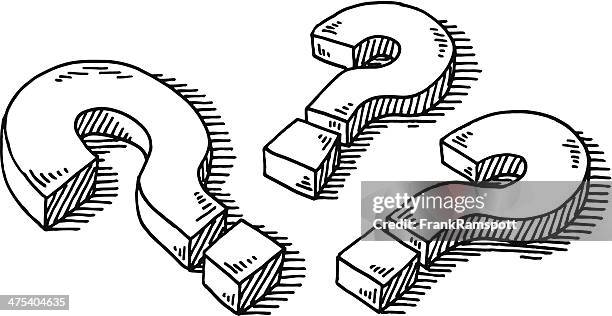 three question marks drawing - asking stock illustrations