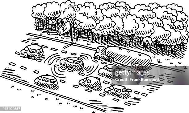 intelligent traffic control system drawing - radar detector stock illustrations