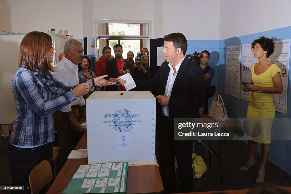 Prime Minister Matteo Renzi Votes In Italian Regional Election