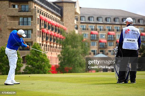 Peter Fowler of Australia in action during the final round of the SSE Enterprise Wales Senior Open played on the Roman Road Course, Celtic Manor...