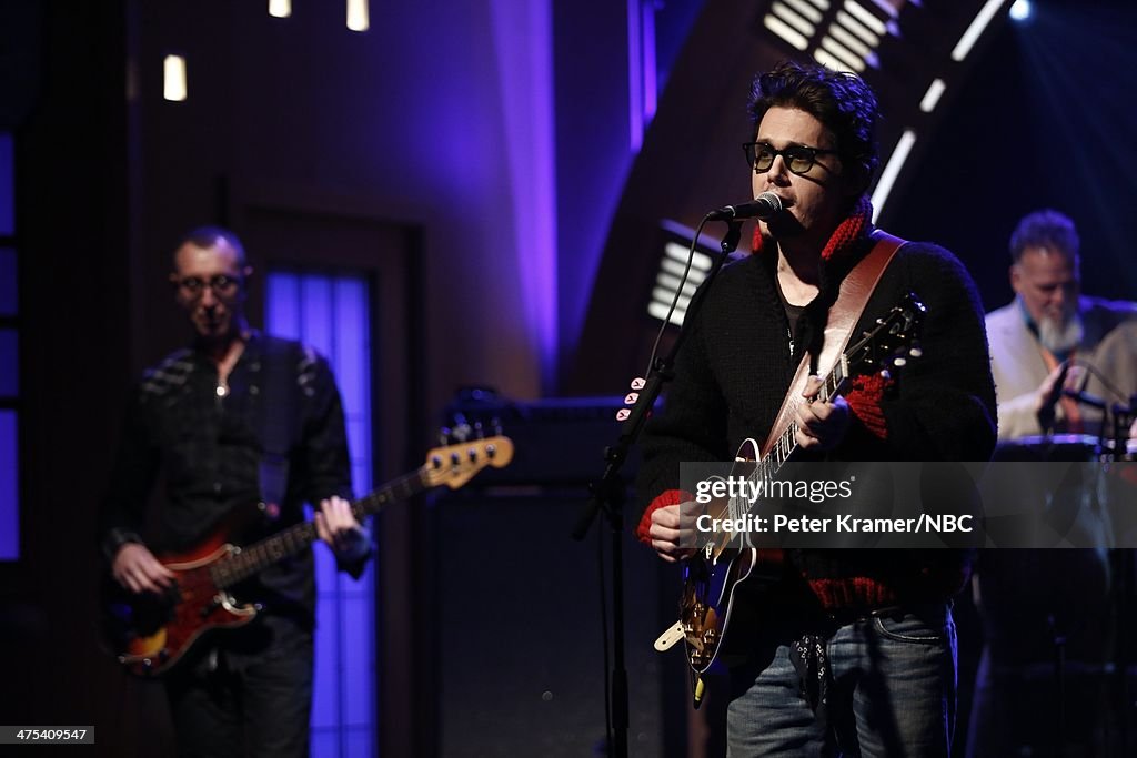 NBC's "Late Night with Seth Meyers" With Guests Lena Dunham, Anthony Mackie, John Mayer Trio