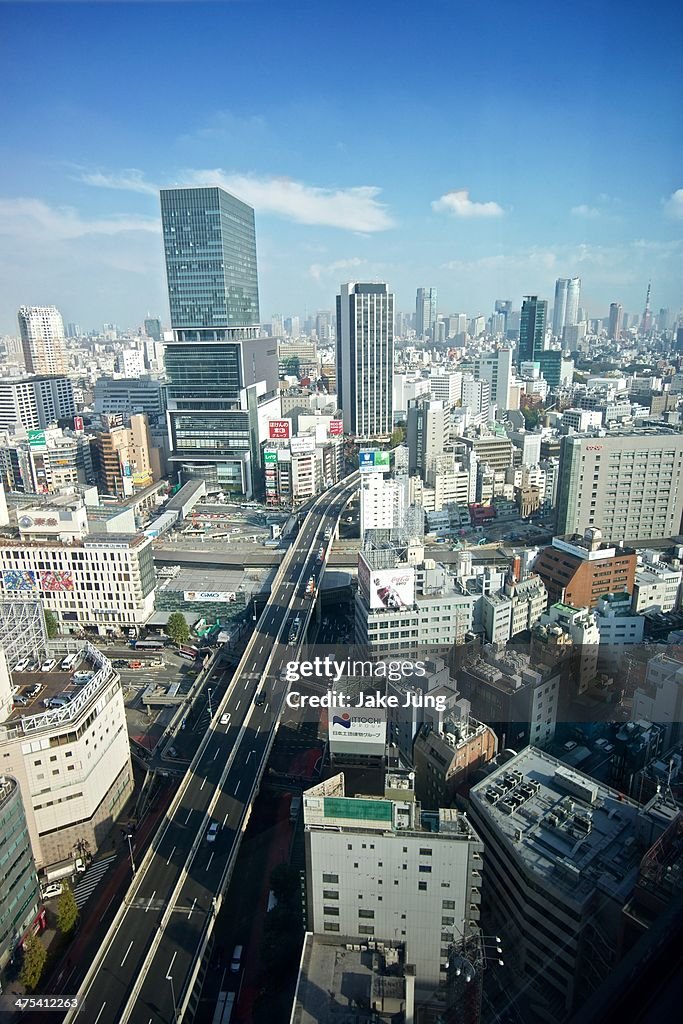 Tokyo cityscape of Shibuya and Roppongi buildings