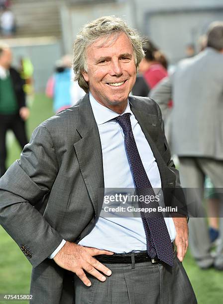 Enrico Preziosi President of Genoa before the Serie A match between US Sassuolo Calcio and Genoa CFC at Mapei Stadium on May 31, 2015 in Reggio...