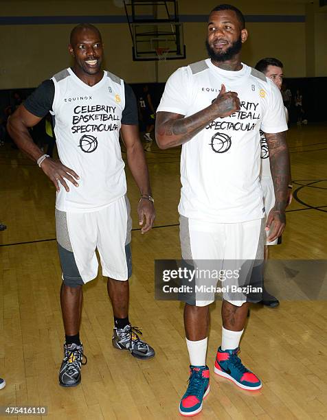 Terrell Owens and The Game attend LA Gear Presents Sports Spectacular Charity Basketball Game Hosted By Tyga on May 30, 2015 in Los Angeles,...