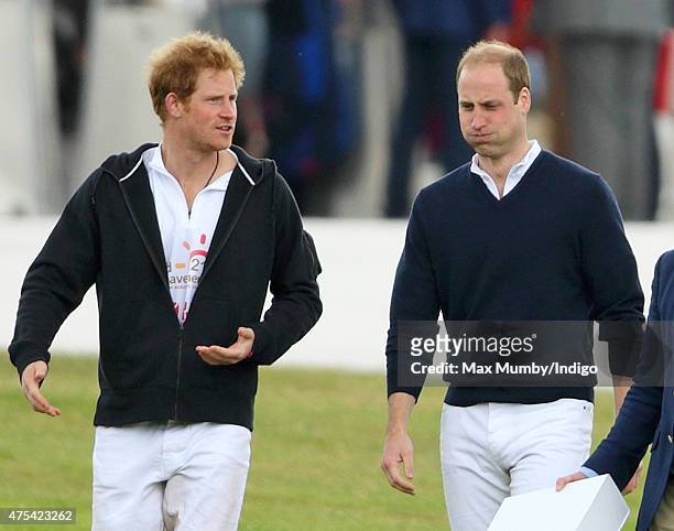 Prince Harry, and Prince William, Duke of Cambridge attend day 2 of the Audi Polo Challenge at Coworth Park on May 31, 2015 in Ascot, England.