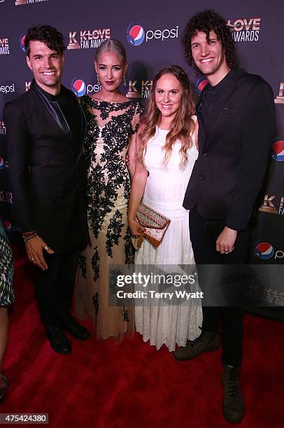 Joel Smallbone of For King & Country, Moriah Peters, Courtney Smallbone, and Luke Smallbone of For King & Country attend the 3rd Annual KLOVE Fan...