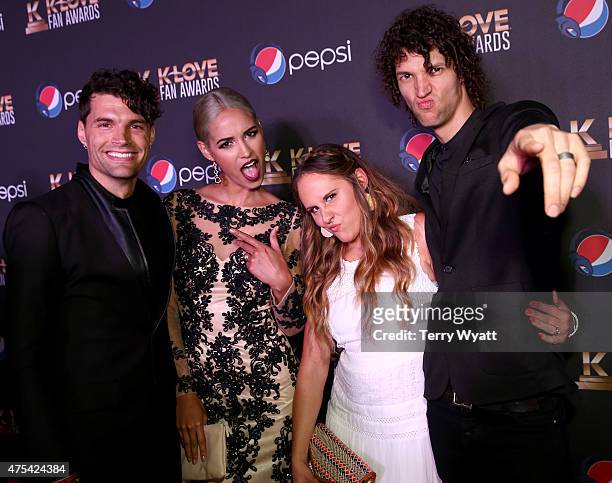 Joel Smallbone of For King & Country, Moriah Peters, Courtney Smallbone, and Luke Smallbone of For King & Country attend the 3rd Annual KLOVE Fan...