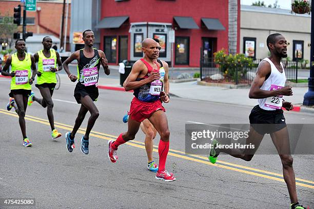 Olympic athlete Meb Keflezighi participates in the Suja Rock 'n' Roll San Diego Marathon & 1/2 Marathon on May 31, 2015 in San Diego, California.