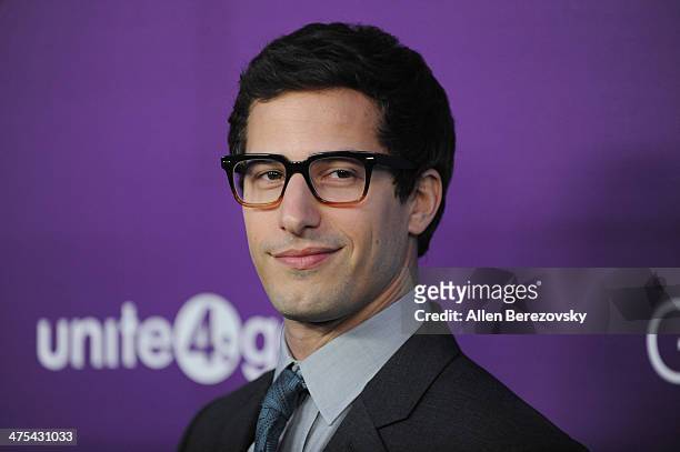 Actor Andy Samberg attends the 1st Annual Unite4:humanity Event hosted by Unite4good and Variety on February 27, 2014 in Los Angeles, California.