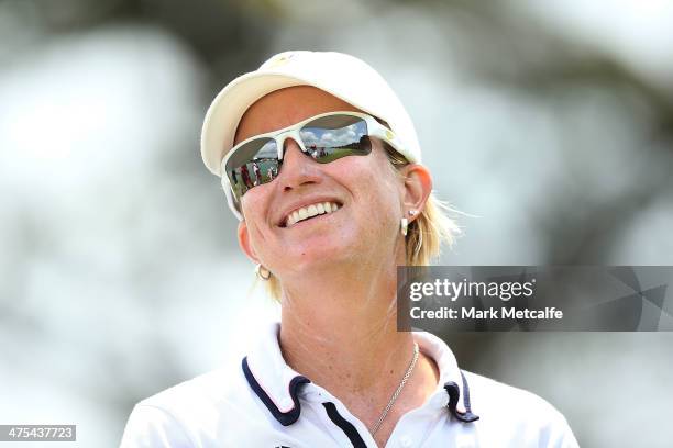 Karrie Webb of Australia smiles during the second round of the HSBC Women's Champions at the Sentosa Golf Club on February at Sentosa Golf Club on...