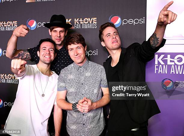 Jon Steingard, David Niacaris, Daniel Biro and Micah Kuiper of musical group Hawk Nelson attend the 3rd Annual KLOVE Fan Awards at the Grand Ole Opry...