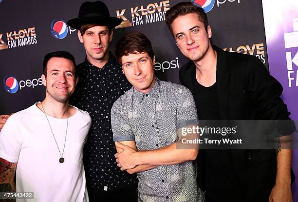 Jon Steingard, David Niacaris, Daniel Biro and Micah Kuiper of musical group Hawk Nelson attend the 3rd Annual KLOVE Fan Awards at the Grand Ole Opry...