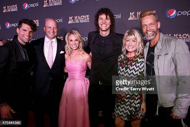 Joel Smallbone, Tim Hasselbeck, Elisabeth Hasselbeck, Luke Smallbone, Natalie Grant, and Bernie Herms attend the 3rd Annual KLOVE Fan Awards at the...