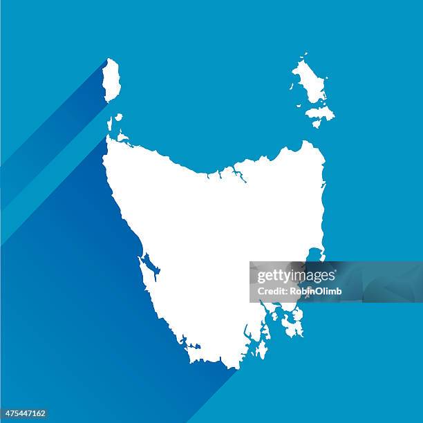 ilustraciones, imágenes clip art, dibujos animados e iconos de stock de azul icono de mapa de tasmania - tasmania
