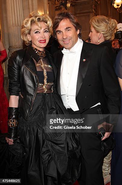 Simona Gandolfi and Hubertus Hohenlohe attend the traditional Vienna Opera Ball at Vienna State Opera on February 27, 2014 in Vienna, Austria.