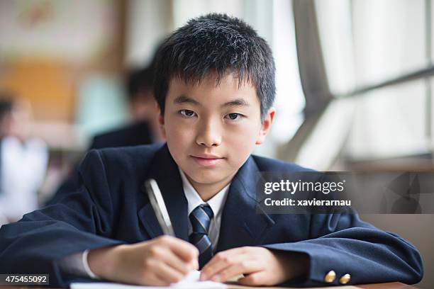 japanese student portrait - schoolboy stock pictures, royalty-free photos & images