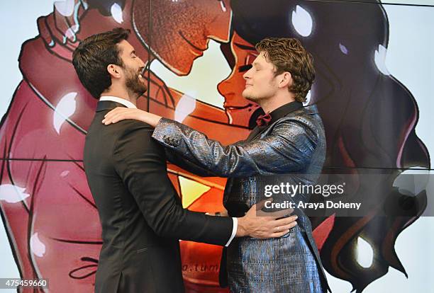 Actors Justin Baldoni and Brett Dier attend the 5th Annual Critics' Choice Television Awards at The Beverly Hilton Hotel on May 31, 2015 in Beverly...