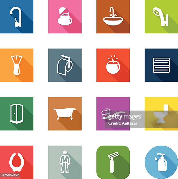 flat icons - bathroom - bathroom sink stock illustrations