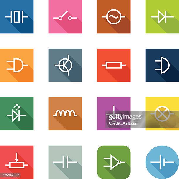 flache icons-elektronische symbole - buzzer stock-grafiken, -clipart, -cartoons und -symbole