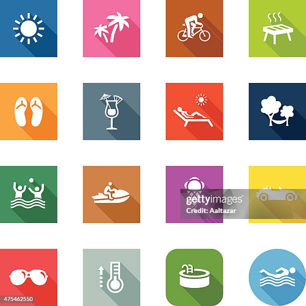 flat icons - summertime - car grill stock illustrations