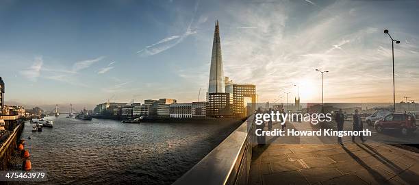 london bridge and the shard panorama - rush hour london stock pictures, royalty-free photos & images