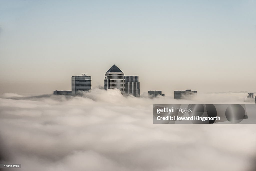 Canary Wharf above the clouds