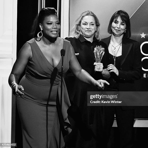 Actress Queen Latifah and producers Lili Fini Zanuck and Shelby Stone accept the Best Movie award for "Bessie" onstage during the 5th Annual Critics'...