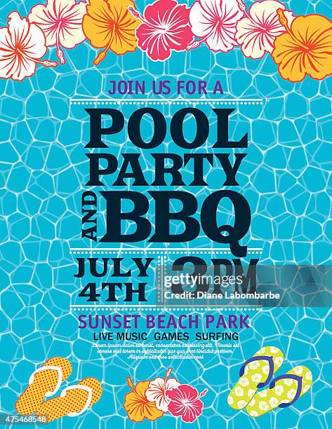 pool wasser hintergrund mit party-einladung vorlage  - pool party stock-grafiken, -clipart, -cartoons und -symbole