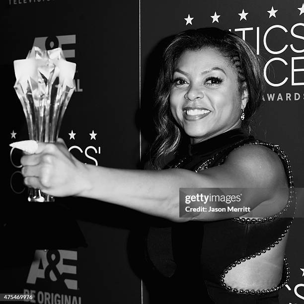 Actress Taraji P. Henson, winner of the Best Actress in a Drama Series award for "Empire", poses in press room during the 5th Annual Critics' Choice...