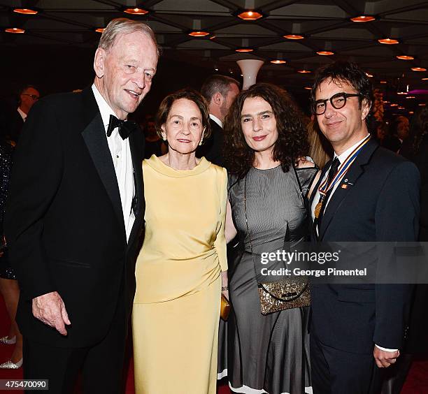 Former Prime Minister of Canada Jean Chretien with wife Aline Chretien, Arsinee Khanjian, and director Atom Egoyan attend the Governor General's...