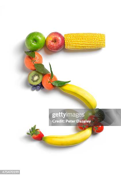 5 a day fruit and vegetable - 5 am tag stock-fotos und bilder