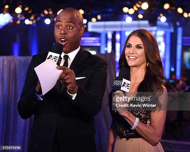 Red Carpet Live Stream hosts Kevin Frazier and Samantha Harris attend the 5th Annual Critics' Choice Television Awards at The Beverly Hilton Hotel on...
