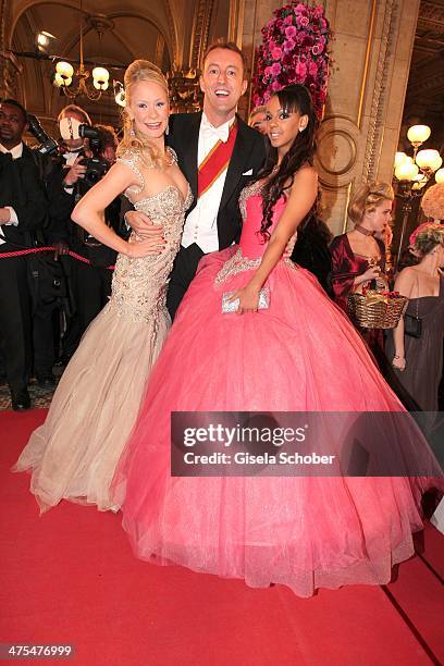 Katharina Boe, Max Mario Schaumburg Lippe and Kolibri Bahati Venus attend the traditional Vienna Opera Ball at Vienna State Opera on February 27,...