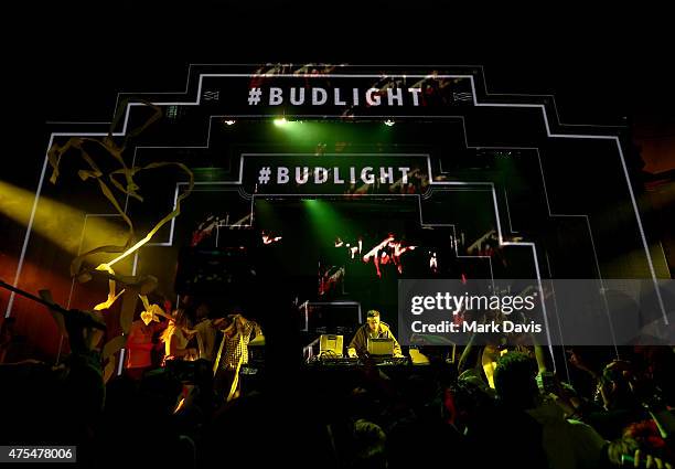 Girl Talk performs during Whatever, USA on May 30, 2015 in Catalina Island, California. Bud Light invited 1,000 consumers to Whatever, USA for a...
