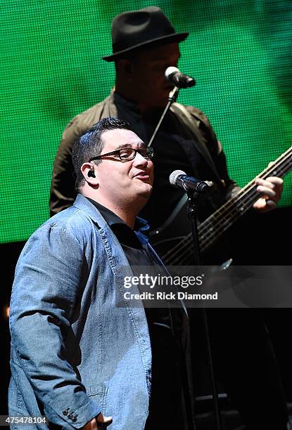 David Frey of Sidewalk Prophets performs onstage during the 3rd Annual KLOVE Fan Awards at the Grand Ole Opry House on May 31, 2015 in Nashville,...