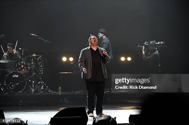 David Frey of Sidewalk Prophets performs onstage during the 3rd Annual KLOVE Fan Awards at the Grand Ole Opry House on May 31, 2015 in Nashville,...