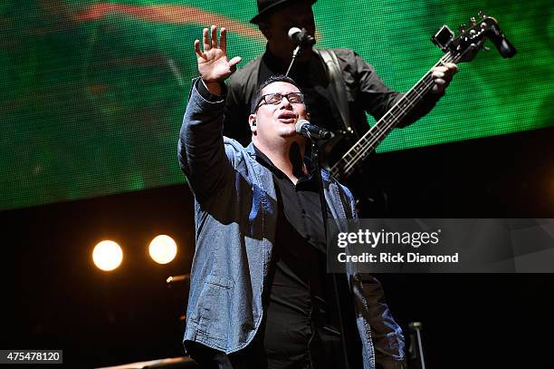 David Frey of Sidewalk Prophets performs onstage during the 3rd Annual KLOVE Fan Awards at the Grand Ole Opry House on May 31, 2015 in Nashville,...