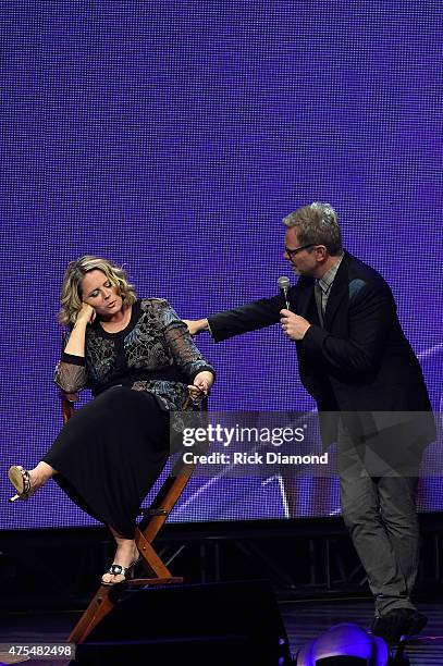 Recording artist Steven Curtis Chapman and wife Mary Beth Chapman speak onstage during the 3rd Annual KLOVE Fan Awards at the Grand Ole Opry House on...