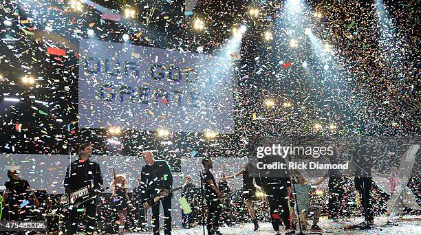 Musical group MercyMe performs onstage during the 3rd Annual KLOVE Fan Awards at the Grand Ole Opry House on May 31, 2015 in Nashville, Tennessee.