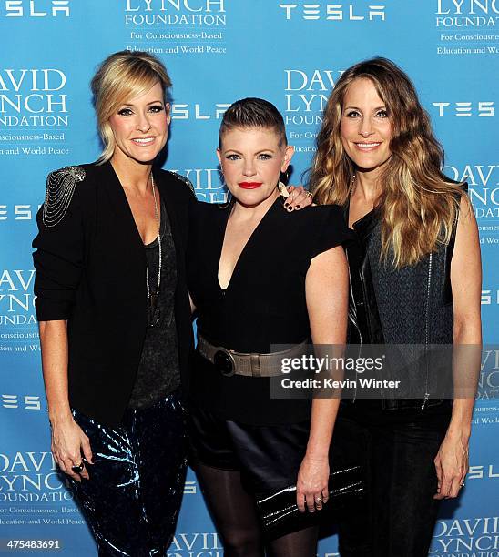 Musicians Martie Maguire, Natalie Maines and Emily Robison of the Dixie Chicks arrive at the David Lynch Foundation Gala Honoring Rick Rubin at the...